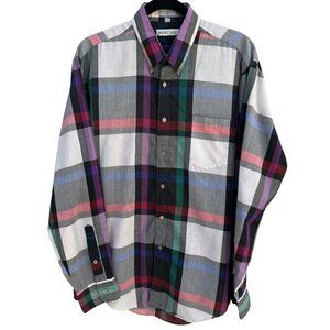 Monte Carlo Mens Plaid Multicolor Button-Up Long Sleeve Lightweight Shirt L 16-1